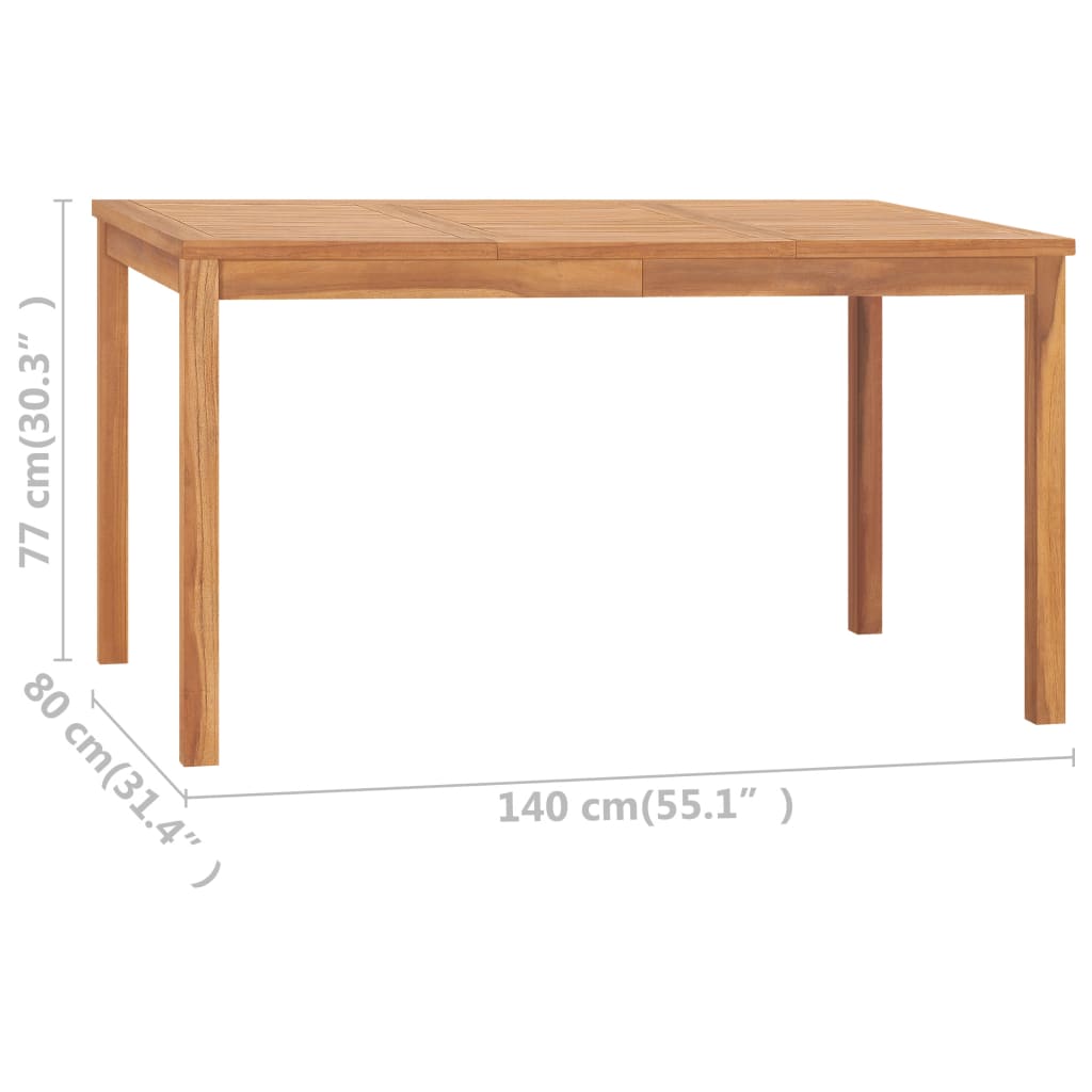 Garten-Esstisch 140x80x77 cm Teak Massivholz